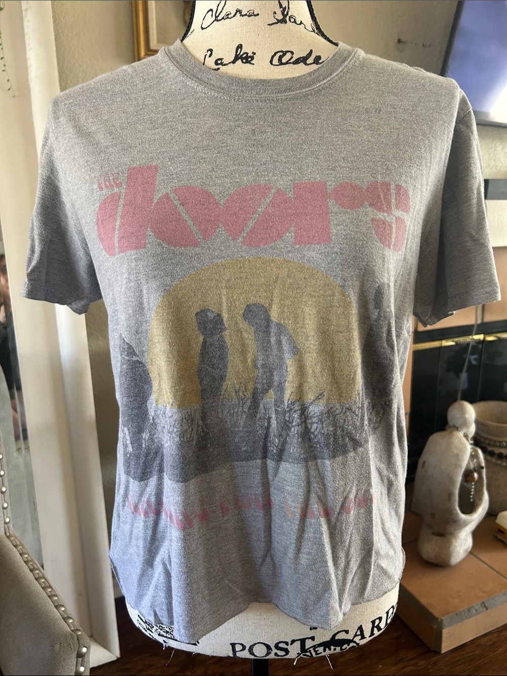 Gray The Doors Graphic Tee with Pink & Gold Print